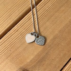 Tiffany & Co. Pink Double Heart Pendant Necklace